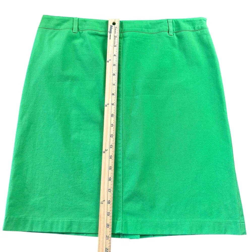 Adrienne Vittadini Classico Skirt Size 10 Kelly Green A Line Side Zip Back Slit